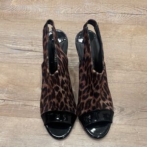 Donald J. Pliner Leopard Print Slingback Heels with Black Patent Accents